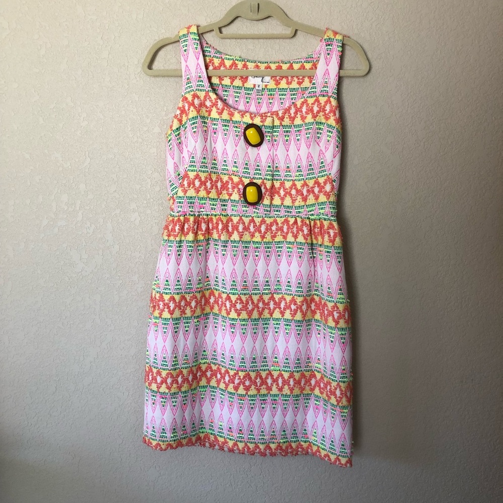 Milly embroidered neon tank dress